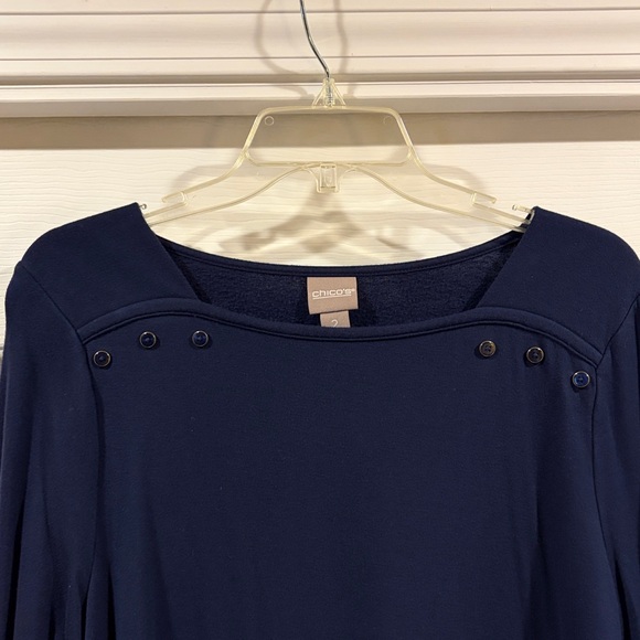 Chico's Dark Blue Long Sleeve Top size 2 L/XL like new - Picture 1 of 6